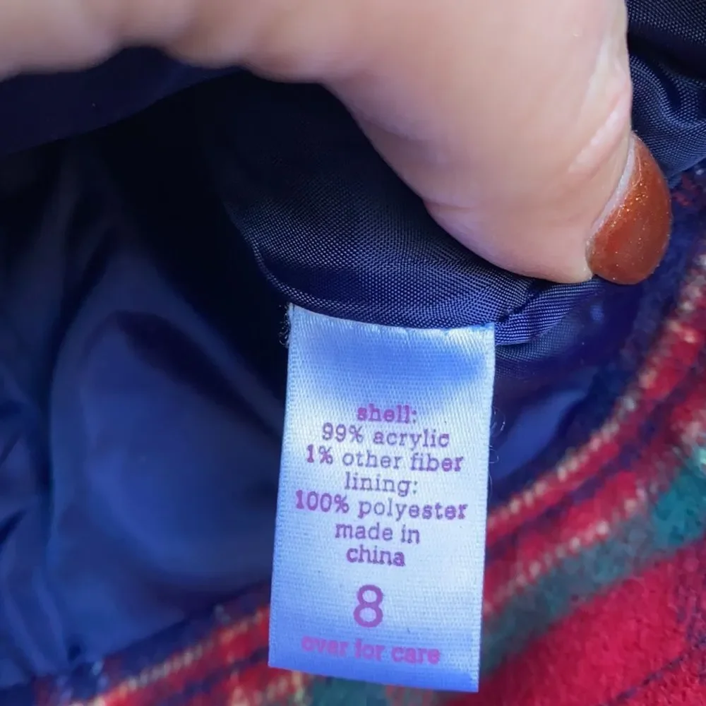 Justice plaid coat sz. 8